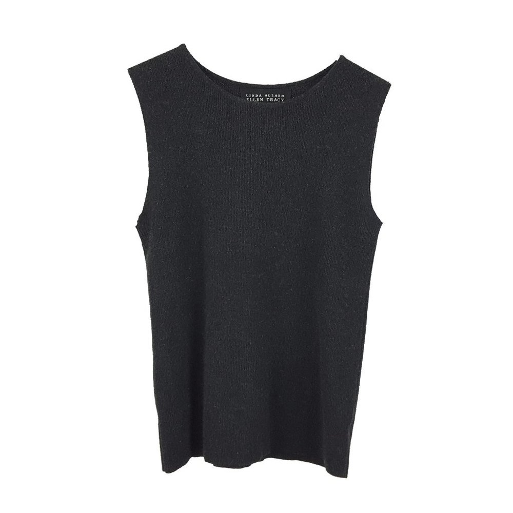 Linda Allard Ellen Tracy Sleeveless Sweater Women's Size P Solid Dark Gray